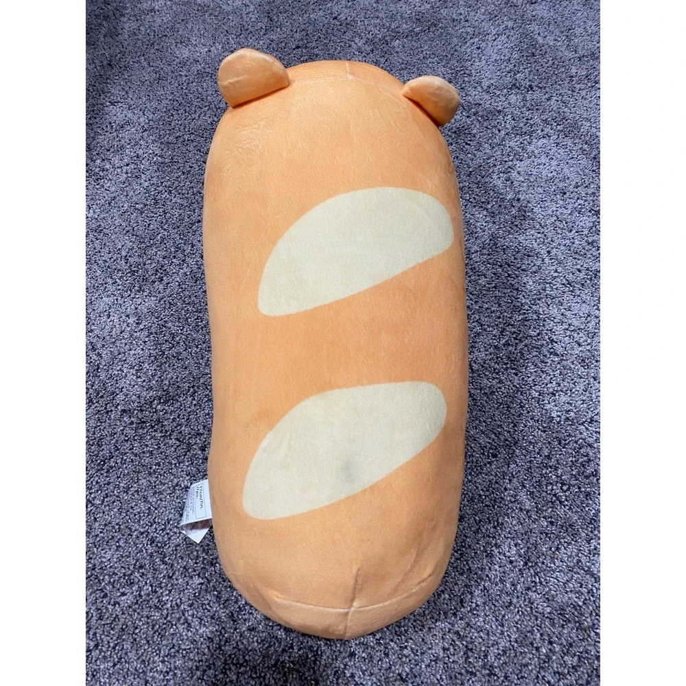 Miniso Baguette Bread Bear Plush Long Squishy Pillow Stuffed Animal Orange